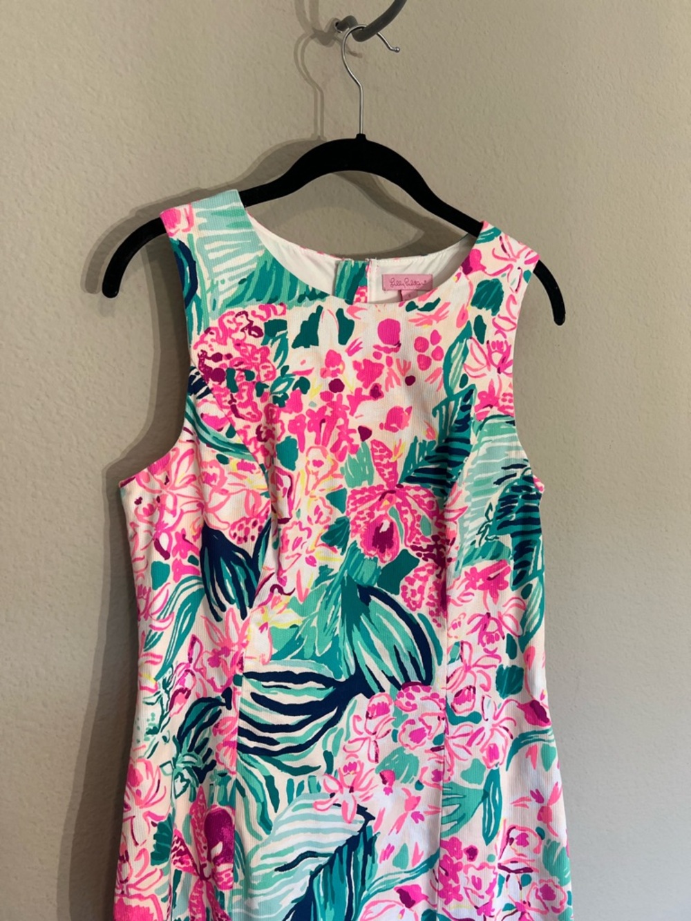 Lilly Pulitzer Mila Stretch Shift dress Via Flora pink green tropical floral 6 - Picture 5 of 12